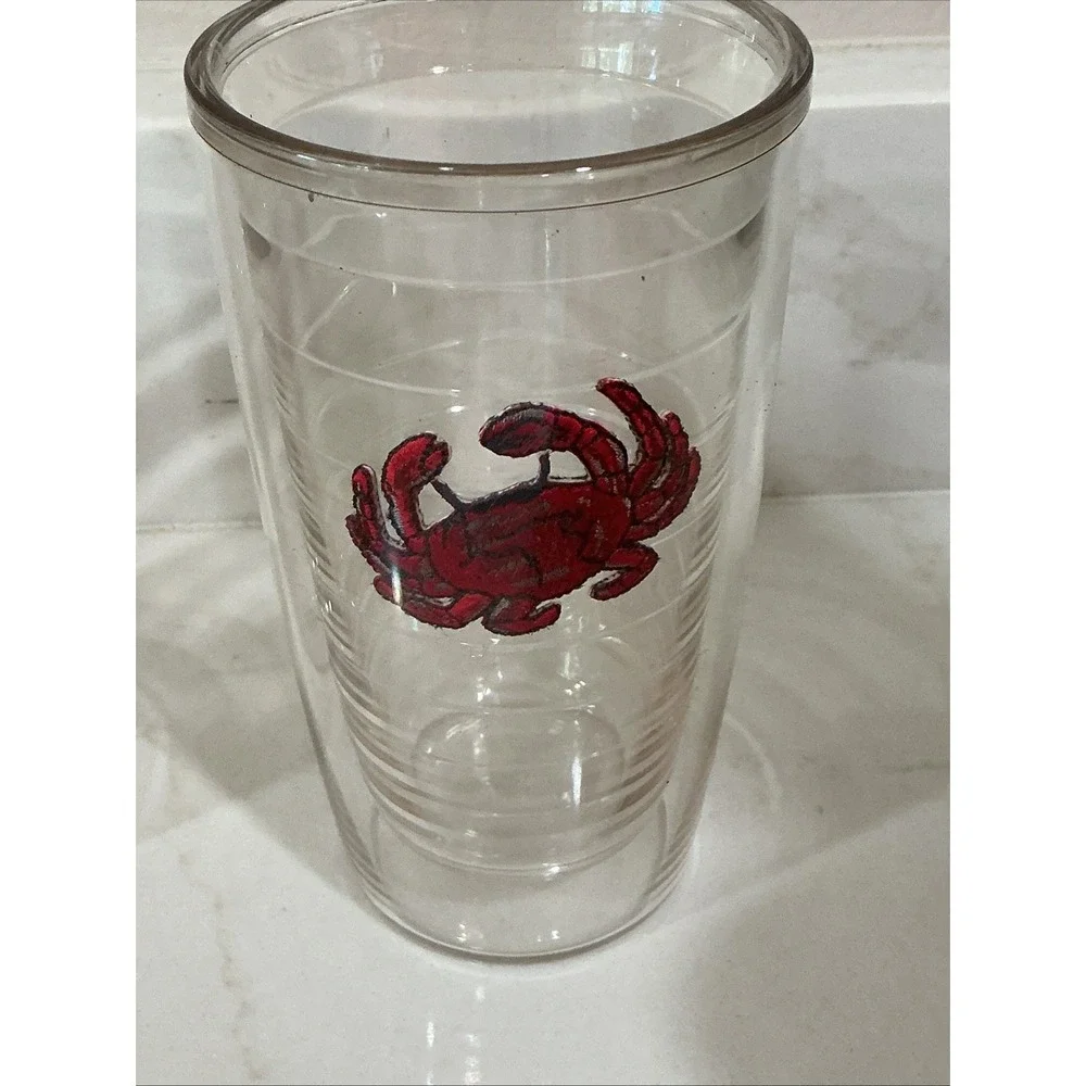 Tervis 16 oz Tumblers Lot of 5 Embroidered Red Crab Insulated Beach Lakehouse